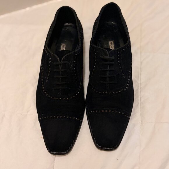 Manolo Blahnik studded Oxford brogues in black suede, authentic with box and tag - Picture 9 of 16